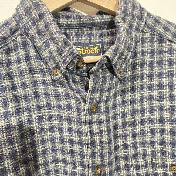 Woolrich John Rich & Bros Men’s Button-Up Flannel Shirt Blue Plaid Size XL - Picture 2 of 9
